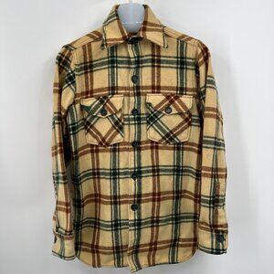 Vintage Woolrich Butter‎ Yellow Plaid Wool Shacket Mens Size S Lumberjack Cowboy